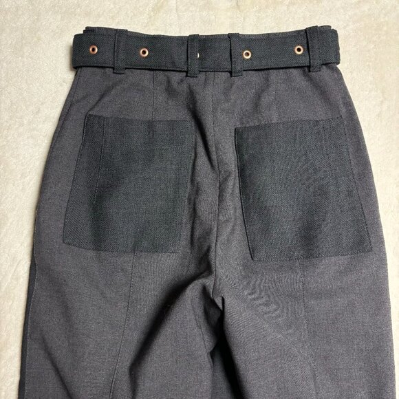 Proenza Schouler Womens Straight Leg Pants Sz 4 Pleated Charcoal Streetwear Wool - Picture 14 of 16